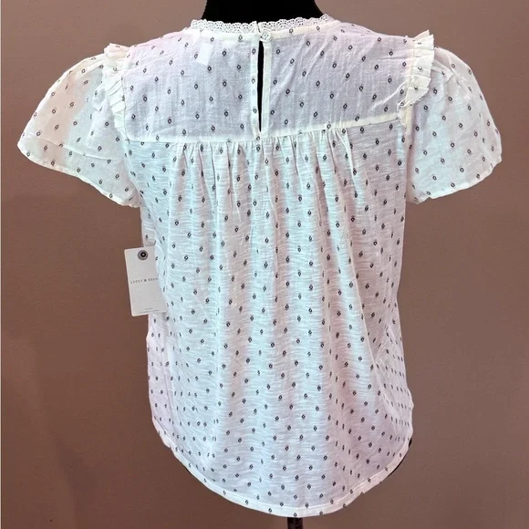 Nwt Women’s LUCKY BRAND novelty short sleeve peasant top- Size Small - Picture 7 of 8